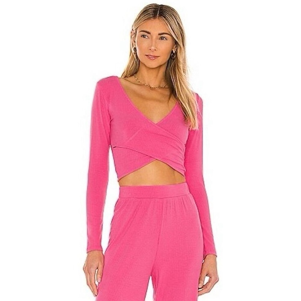L*Space Gia Long Sleeve Crop Top in Bubblegum Pink size XS